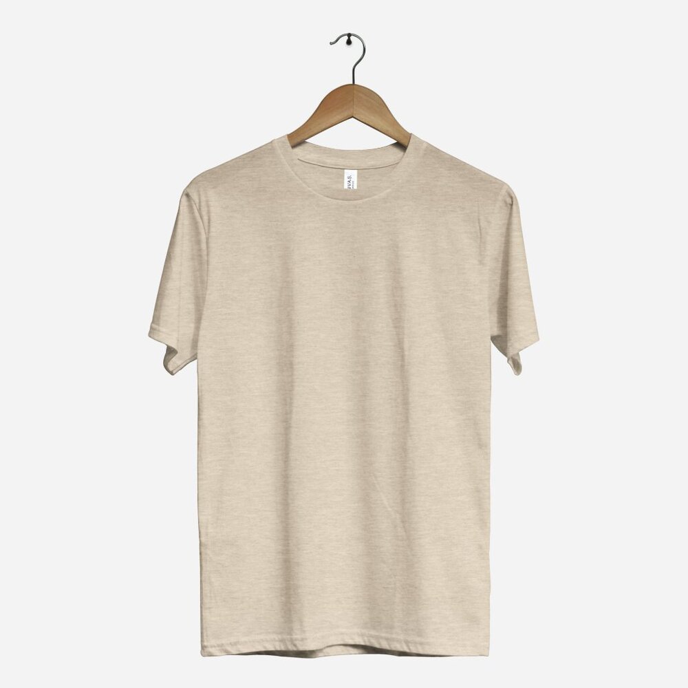 Bella + Canvas 3001CVC Unisex Jersey Tee. Heather Prism Natural Color.